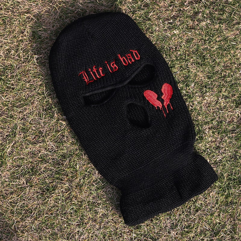 Misfitt Life is bad AK-47 Red Heart Balaclava Mask