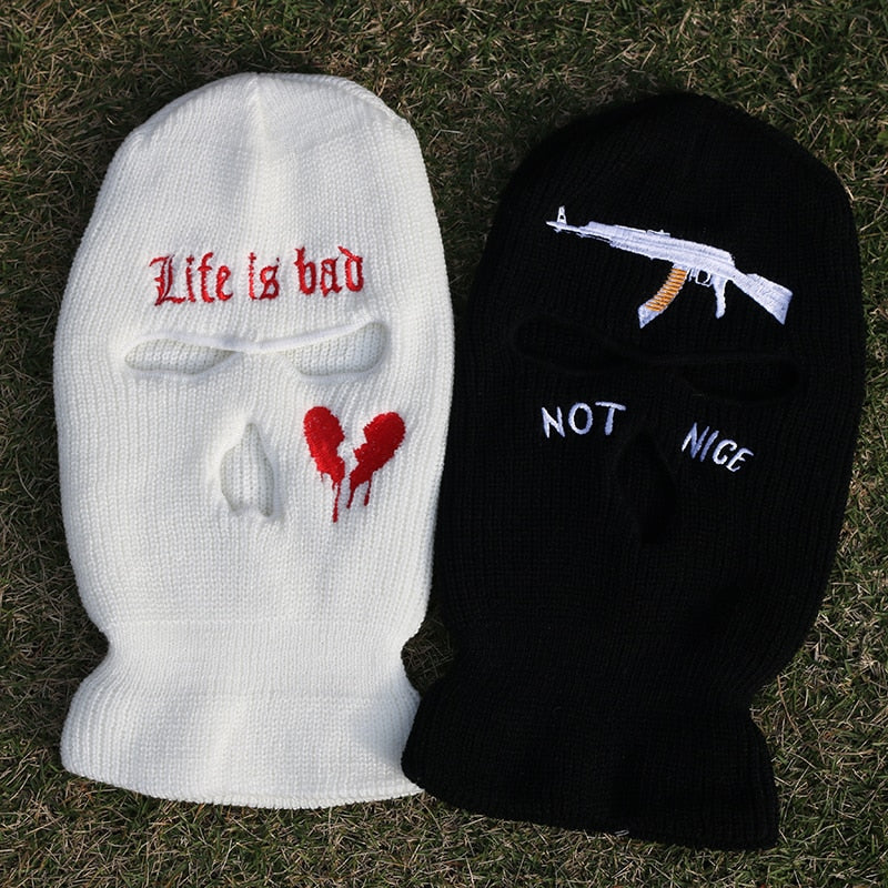 Misfitt Life is bad AK-47 Red Heart Balaclava Mask