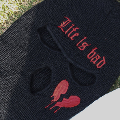 Misfitt Life is bad AK-47 Red Heart Balaclava Mask