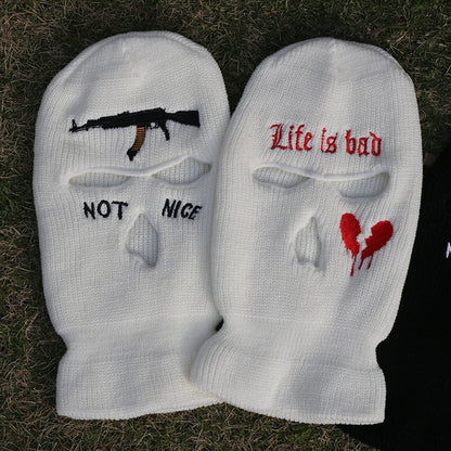 Misfitt Life is bad AK-47 Red Heart Balaclava Mask