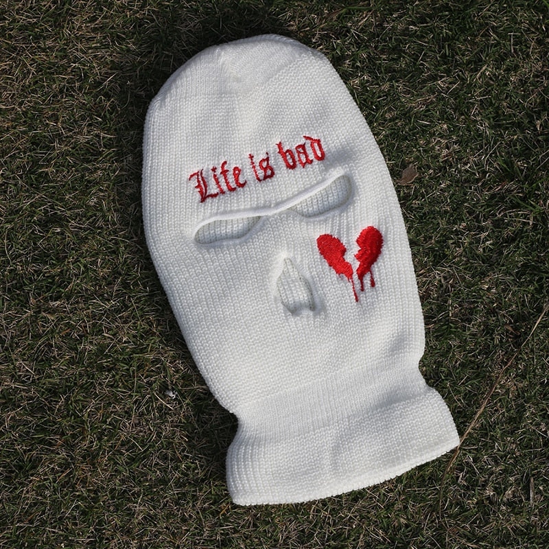 Misfitt Life is bad AK-47 Red Heart Balaclava Mask