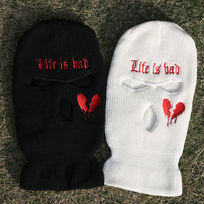 Misfitt Life is bad AK-47 Red Heart Balaclava Mask