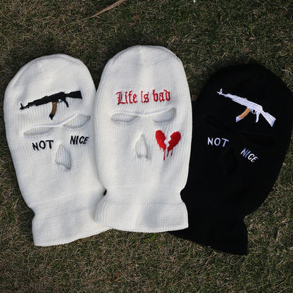 Misfitt Life is bad AK-47 Red Heart Balaclava Mask